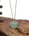 Baikalla Jewelry 18k Gold Jadeite Necklace Pendant Only Baikalla 14K Yellow Gold Genuine Burmese Green Jadeite Jade Heart Pendant