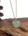 Baikalla Jewelry 18k Gold Jadeite Necklace Baikalla 14K Yellow Gold Genuine Burmese Green Jadeite Jade Heart Pendant