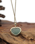 Baikalla Jewelry 18k Gold Jadeite Necklace Baikalla 14K Yellow Gold Genuine Burmese Green Jadeite Jade Heart Pendant