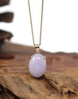 Baikalla Jewelry Lavender Jadeite Necklace 14K Gold Natural Lavender Burmese Jadeite Cabochon Necklace