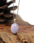 Baikalla Jewelry Lavender Jadeite Necklace 14K Gold Natural Lavender Burmese Jadeite Cabochon Necklace