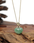 Baikalla Jewelry 18k Gold Jadeite Necklace Pendant Only Baikalla 14K Yellow Gold Genuine Burmese Green Jadeite Jade Heart Pendant with VS1 Diamonds