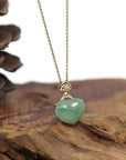 Baikalla Jewelry 18k Gold Jadeite Necklace Baikalla 14K Yellow Gold Genuine Burmese Green Jadeite Jade Heart Pendant with VS1 Diamonds