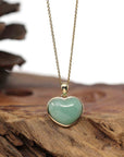 Baikalla Jewelry 18k Gold Jadeite Necklace Baikalla 14K Yellow Gold Genuine Burmese Green Jadeite Jade Heart Pendant