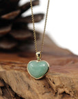 Baikalla Jewelry 18k Gold Jadeite Necklace Pendant Only Baikalla 14K Yellow Gold Genuine Burmese Green Jadeite Jade Heart Pendant