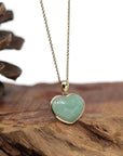 Baikalla Jewelry 18k Gold Jadeite Necklace Baikalla 14K Yellow Gold Genuine Burmese Green Jadeite Jade Heart Pendant