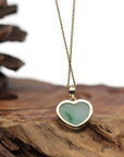 Baikalla Jewelry 18k Gold Jadeite Necklace Baikalla 14K Yellow Gold Genuine Burmese Green Jadeite Jade Heart Pendant