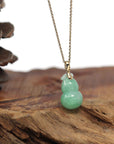 Baikalla Jewelry Jade Pendant 14K Yellow Gold Jadeite Jade Good Luck Hulu Bottle Gourd Necklace