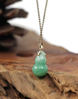 Baikalla Jewelry Jade Pendant 14K Yellow Gold Jadeite Jade Good Luck Hulu Bottle Gourd Necklace