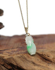 Baikalla Jewelry 18k Gold Jadeite Necklace Natural Unique Jadeite Jade Lucky Bottle Necklace with 14k Yellow Gold Bail