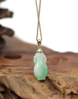 Baikalla Jewelry 18k Gold Jadeite Necklace Natural Unique Jadeite Jade Lucky Bottle Necklace with 14k Yellow Gold Bail