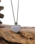 Baikalla Jewelry 18k Gold Jadeite Necklace Baikalla 14K Gold Genuine Burmese Lavender Jadeite Jade Heart Pendant with VS1 Diamonds