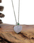 Baikalla Jewelry 18k Gold Jadeite Necklace Baikalla 14K Gold Genuine Burmese Lavender Jadeite Jade Heart Pendant with VS1 Diamonds