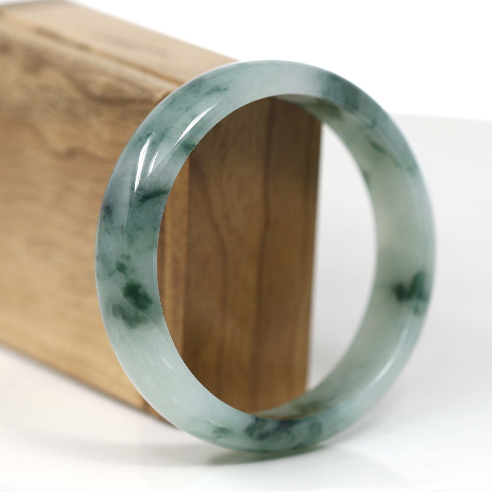 Baikalla Jewelry Jadeite Jade Bangle Bracelet Baikalla "Classic Bangle" Forest Green Natural Burmese Jadeite Jade Bangle (62.42 mm)