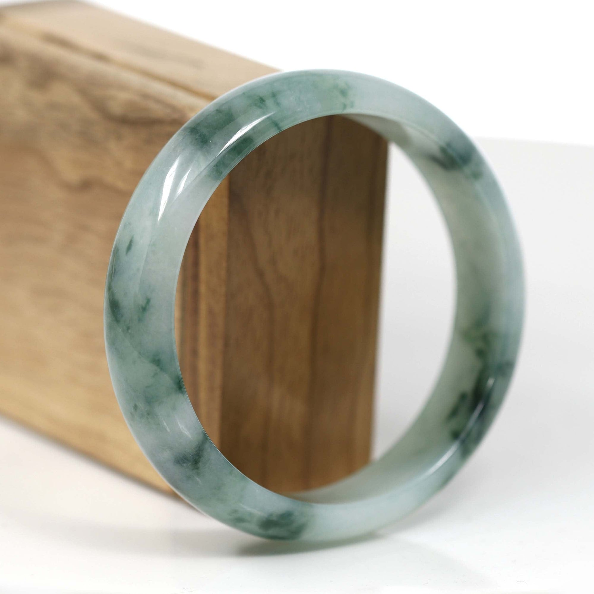 Baikalla Jewelry Jadeite Jade Bangle Bracelet Baikalla &quot;Classic Bangle&quot; Forest Green Natural Burmese Jadeite Jade Bangle (62.42 mm)