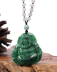 Baikalla Jewelry Jade Guanyin Pendant Necklace Baikalla "Goddess of Compassion" Genuine Burmese Jadeite Jade Happy Buddha Pendant