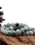 Baikalla Jewelry jade beads bracelet Genuine Jadeite Jade 10mm Round Blue Green Multiple Color Beads Bracelet (10mm)