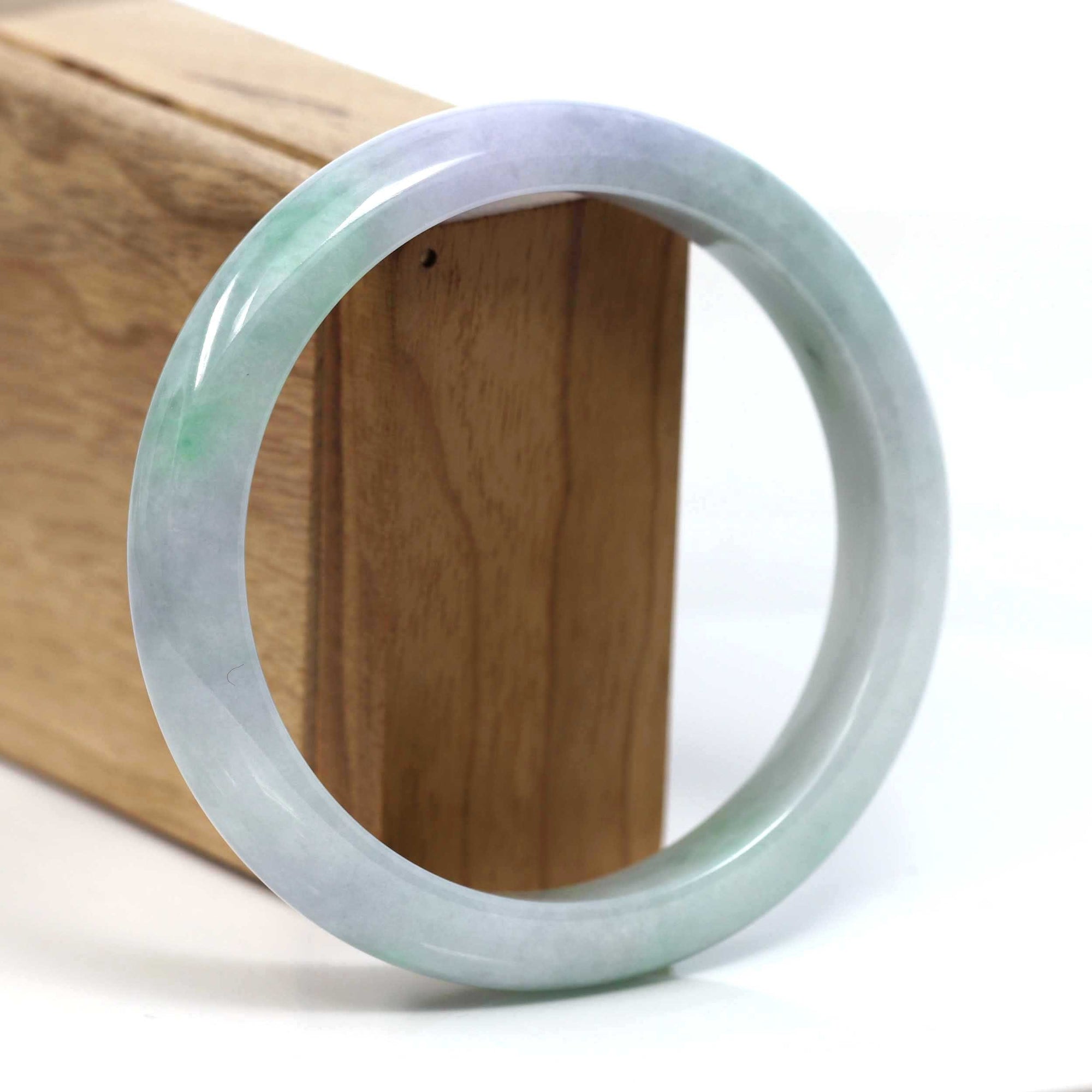 Baikalla Jewelry Jadeite Jade Bangle Bracelet Baikalla™ "Classic Bangle" Genuine Burmese Lavender Green Jadeite Jade Bangle Bracelet (62.63mm) #T201