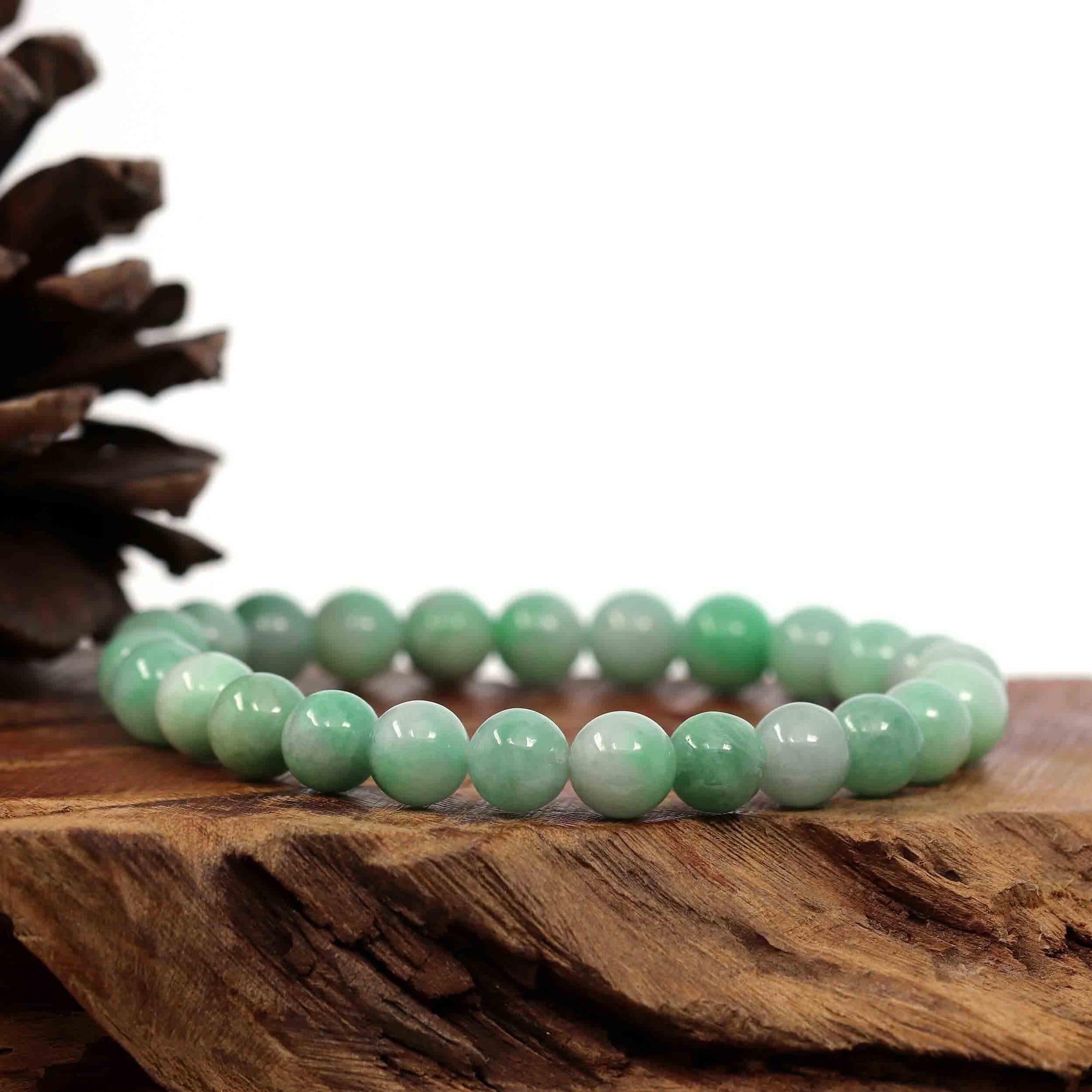 Baikalla Jewelry jade beads bracelet Jadeite Jade 9 mm Round Green Beads Bracelet ( 9 mm )