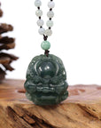 Baikalla Jewelry Jade Carving Necklace Baikalla™ "Fu Dog" (Guardian Lion) Natural Blue Green Jadeite Jade Necklace Collectibles