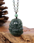 Baikalla Jewelry Jade Carving Necklace Baikalla™ "Fu Dog" (Guardian Lion) Natural Blue Green Jadeite Jade Necklace Collectibles