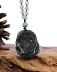 Baikalla Jewelry Jade Carving Necklace Baikalla™ "Fu Dog" (Guardian Lion) Natural Blue Green Jadeite Jade Necklace Collectibles