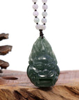 Baikalla Jewelry Jade Carving Necklace Baikalla™ "Fu Dog" (Guardian Lion) Natural Blue Green Jadeite Jade Necklace Collectibles