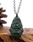 Baikalla Jewelry Jade Carving Necklace Baikalla™ "Fu Dog" (Guardian Lion) Natural Blue Green Jadeite Jade Necklace Collectibles