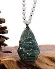 Baikalla Jewelry Jade Carving Necklace Baikalla™ "Fu Dog" (Guardian Lion) Natural Blue Green Jadeite Jade Necklace Collectibles