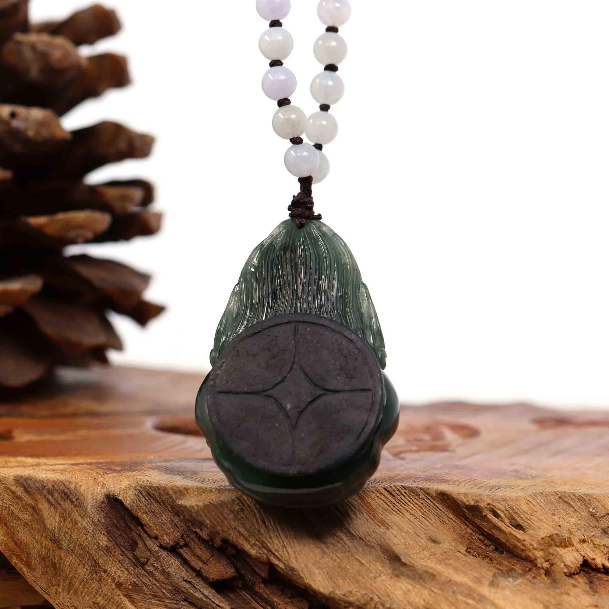 Baikalla Jewelry Jade Carving Necklace Baikalla™ "Fu Dog" (Guardian Lion) Natural Blue Green Jadeite Jade Necklace Collectibles