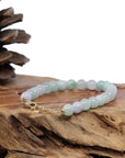 Baikalla Jewelry jade beads bracelet 18k Gold Green Multi Color Jadeite Jade Beads Bracelet (7.5 mm)