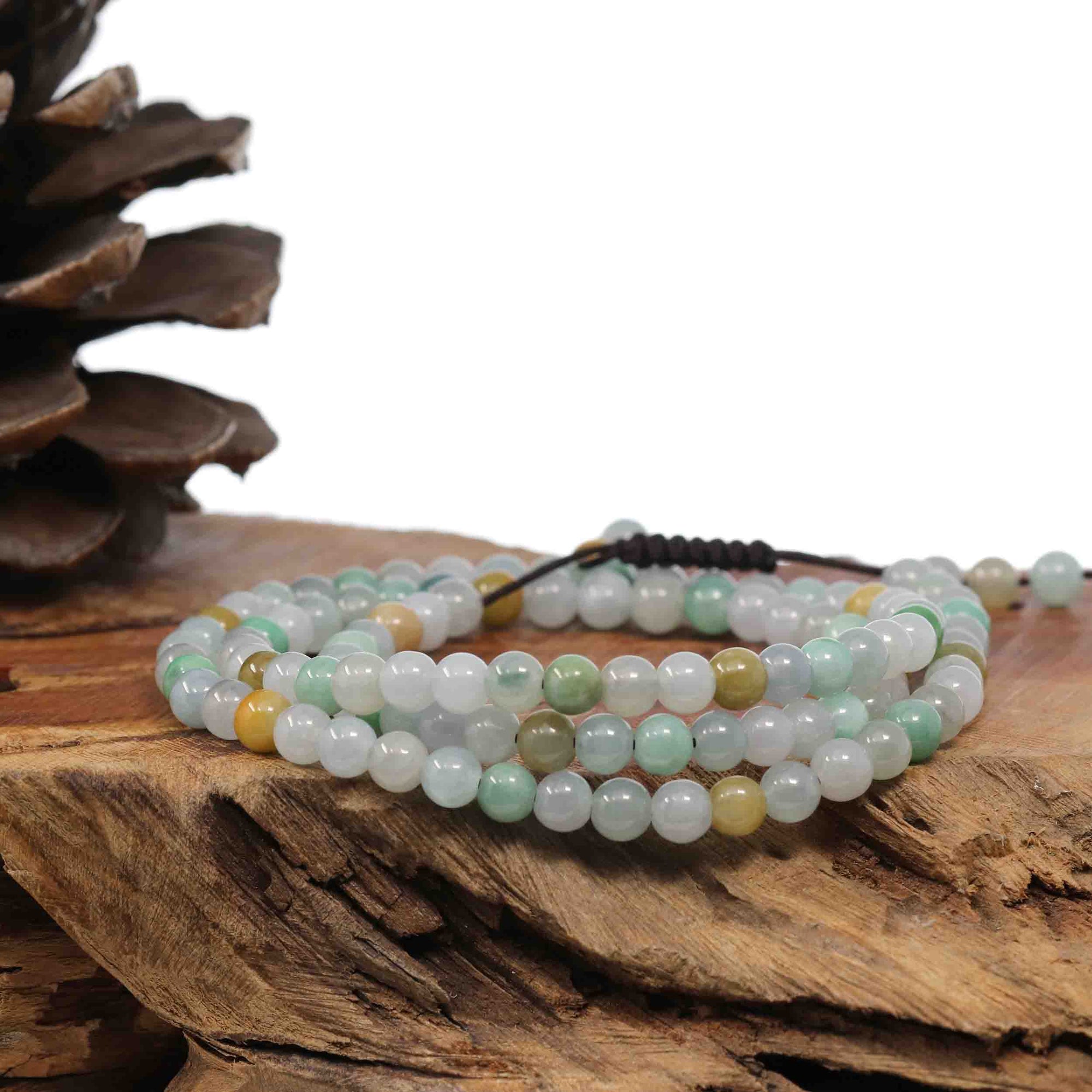 Baikalla Jewelry jade beads bracelet Natural Multi Colored Jadeite Jade 108 Round Beads Buddha Rosary ( 6 mm ) | Necklace & Bracelets 2 in 1