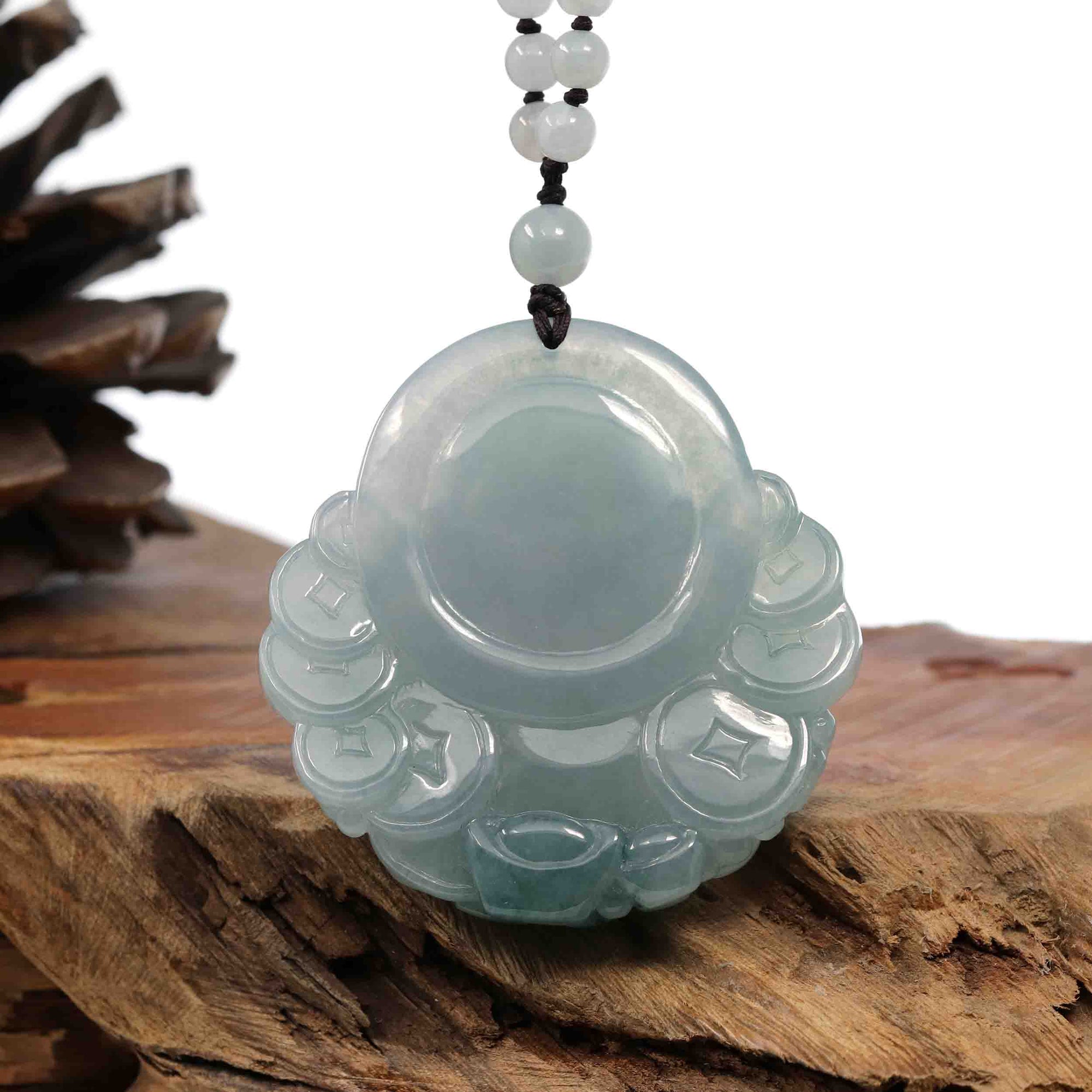 Baikalla Jewelry Gold Jadeite Jade Pendant Necklace Natural Burmese Jadeite Jade Happy Buddha