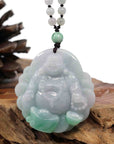 Baikalla Jewelry Gold Jadeite Jade Pendant Necklace Natural Burmese Jadeite Jade Happy Buddha