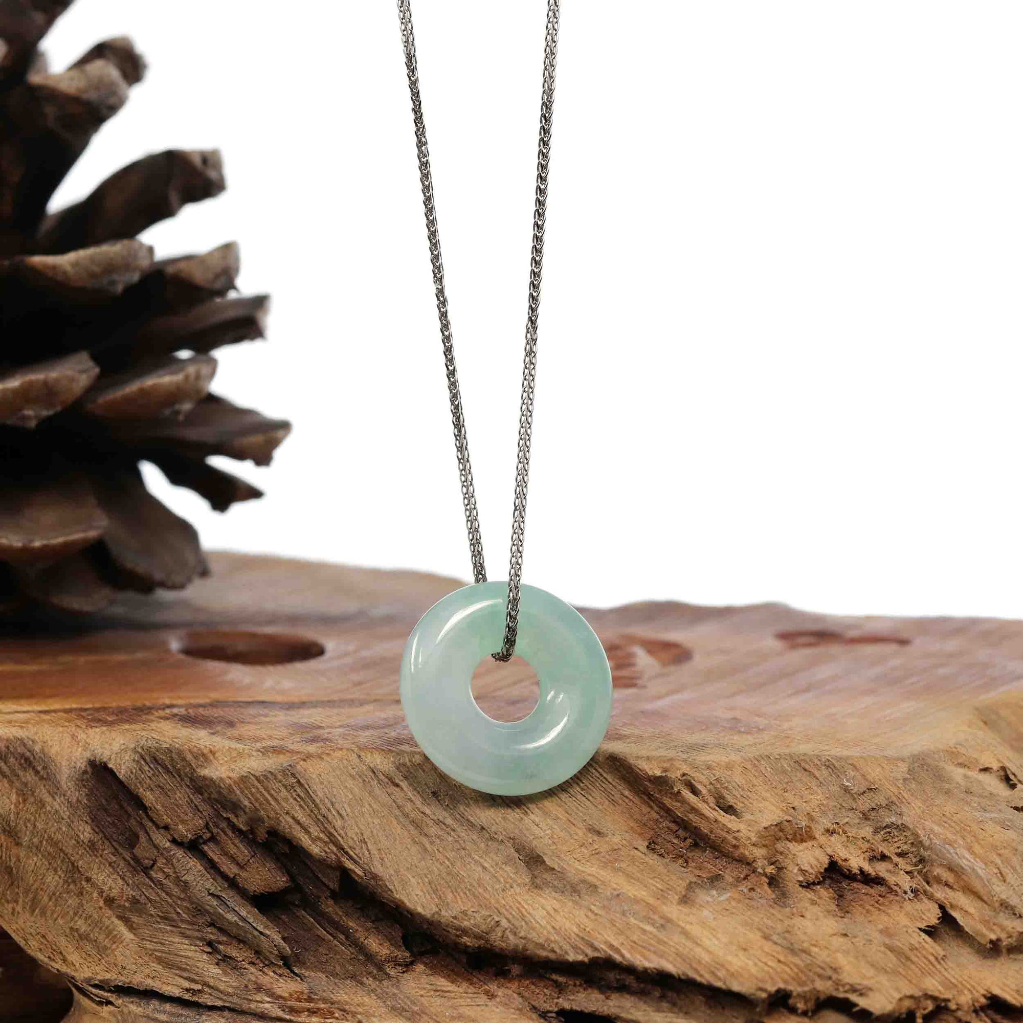 Baikalla Jewelry Jade Pendant Necklace Baikalla "Good Luck Button" Necklace Green Jadeite Jade Pendant For Men