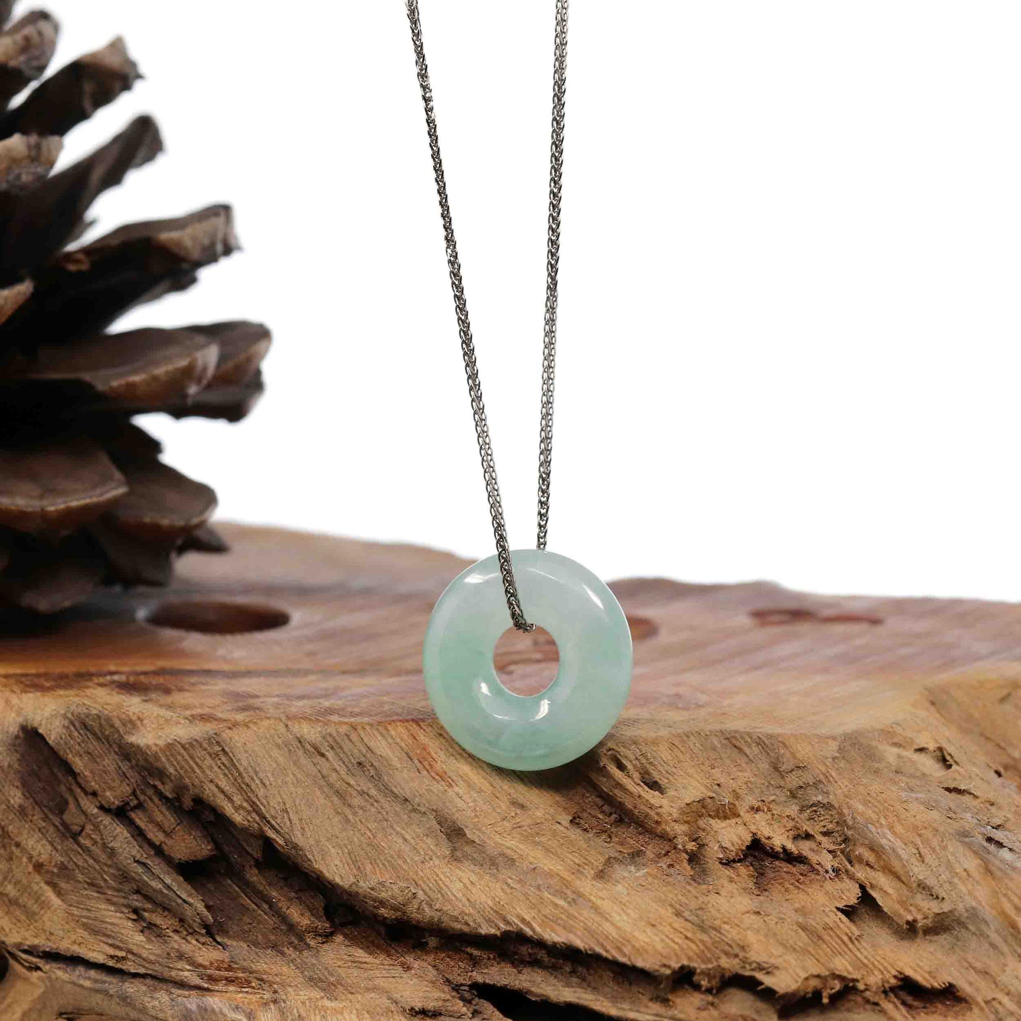 Baikalla Jewelry Jade Pendant Necklace Baikalla "Good Luck Button" Necklace Green Jadeite Jade Pendant For Men