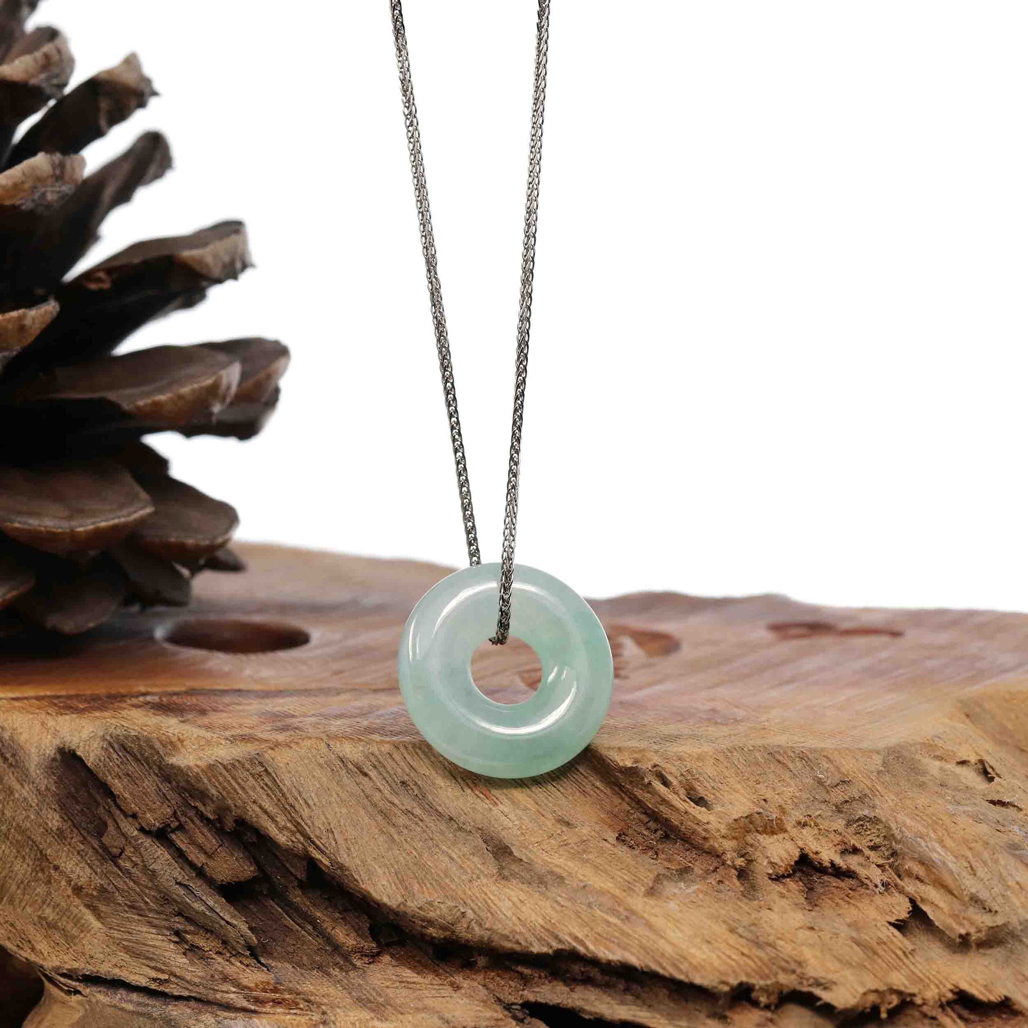 Baikalla Jewelry Jade Pendant Necklace Baikalla &quot;Good Luck Button&quot; Necklace Green Jadeite Jade Pendant For Men