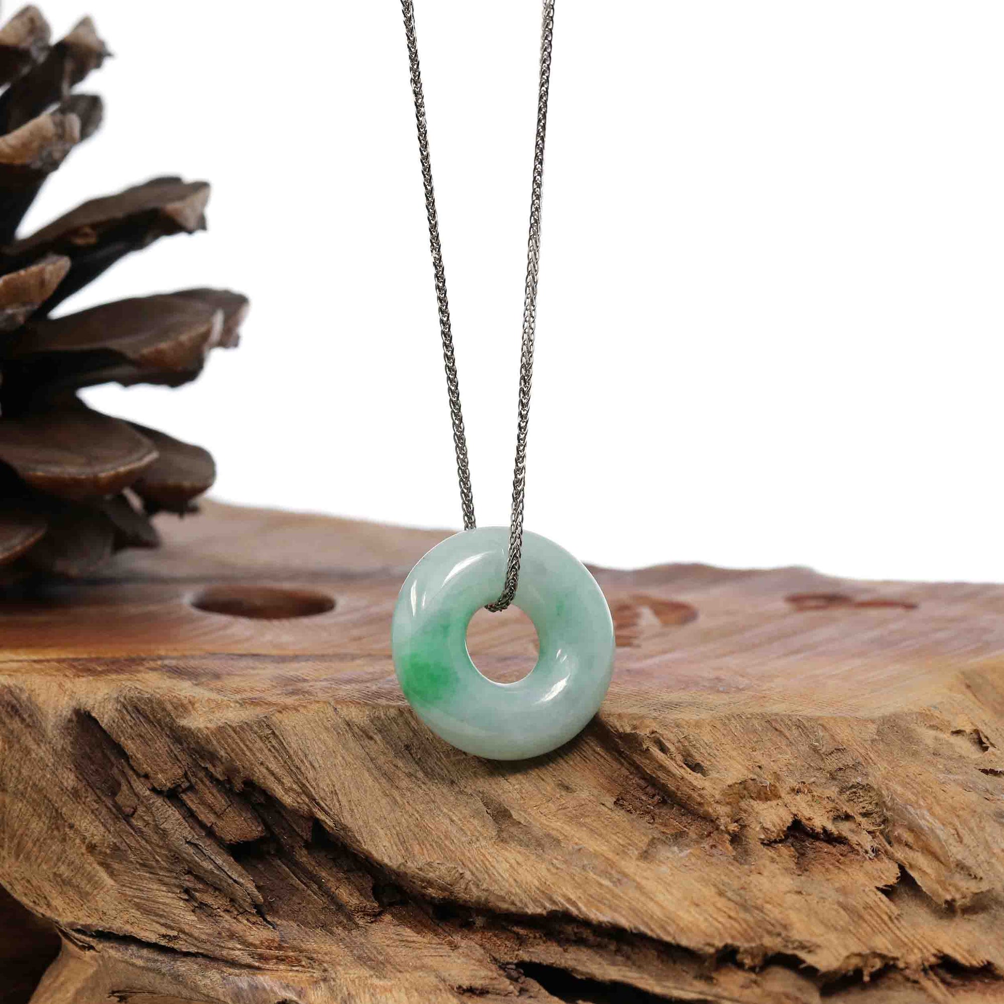 Baikalla Jewelry Jade Pendant Necklace Baikalla &quot;Good Luck Button&quot; Necklace Green Jadeite Jade Pendant For Men