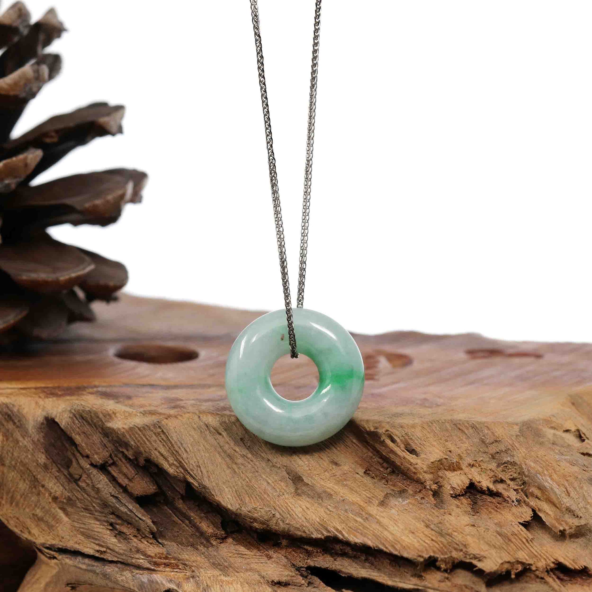 Baikalla Jewelry Jade Pendant Necklace Baikalla &quot;Good Luck Button&quot; Necklace Green Jadeite Jade Pendant For Men