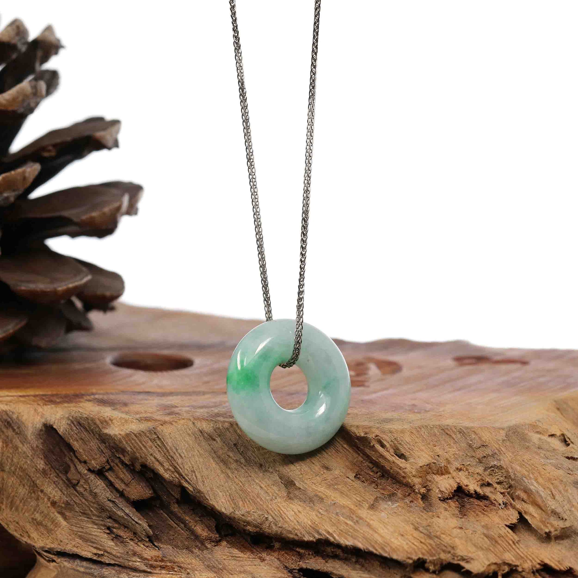 Baikalla Jewelry Jade Pendant Necklace Baikalla "Good Luck Button" Necklace Green Jadeite Jade Pendant For Men