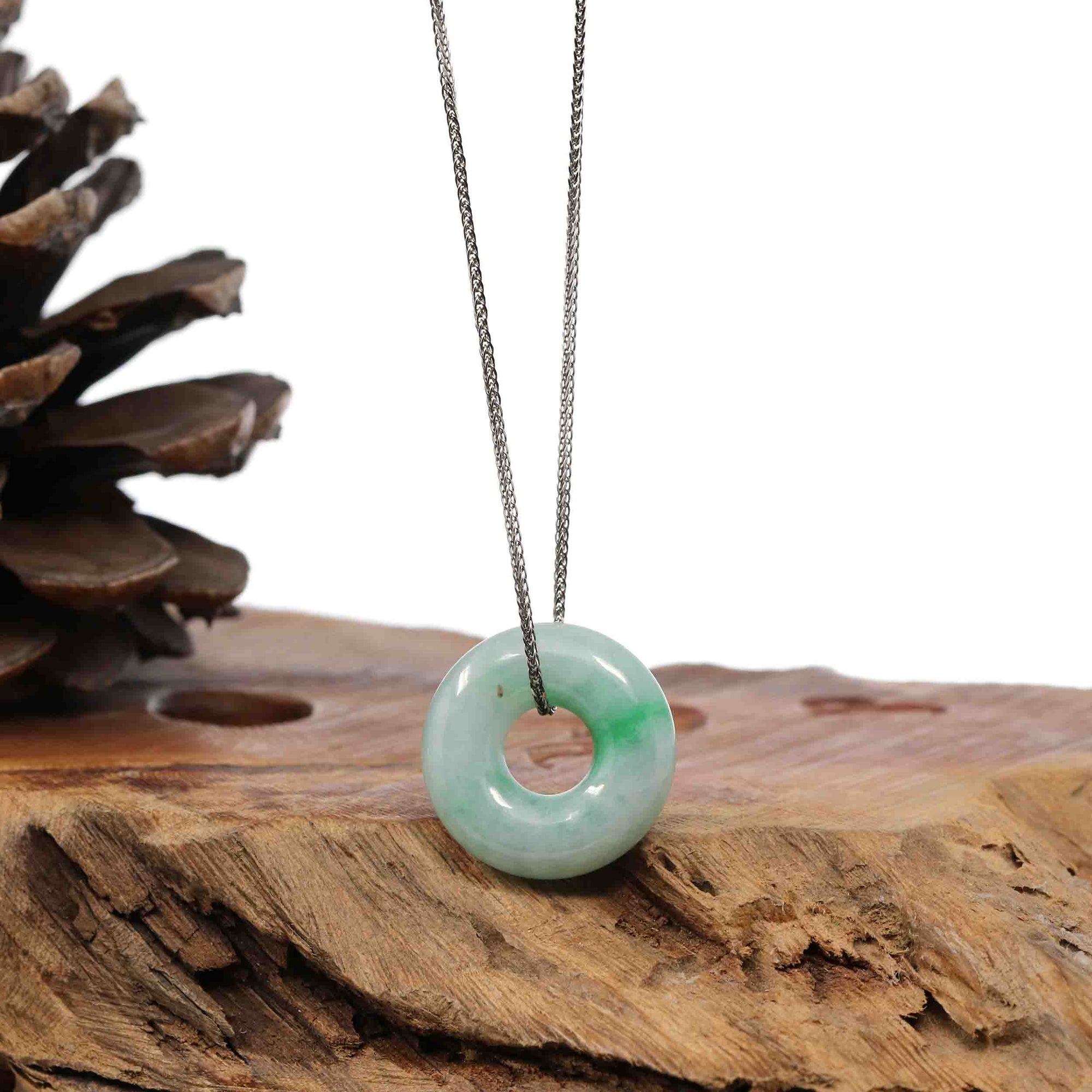 Baikalla Jewelry Jade Pendant Necklace Baikalla "Good Luck Button" Necklace Green Jadeite Jade Pendant For Men