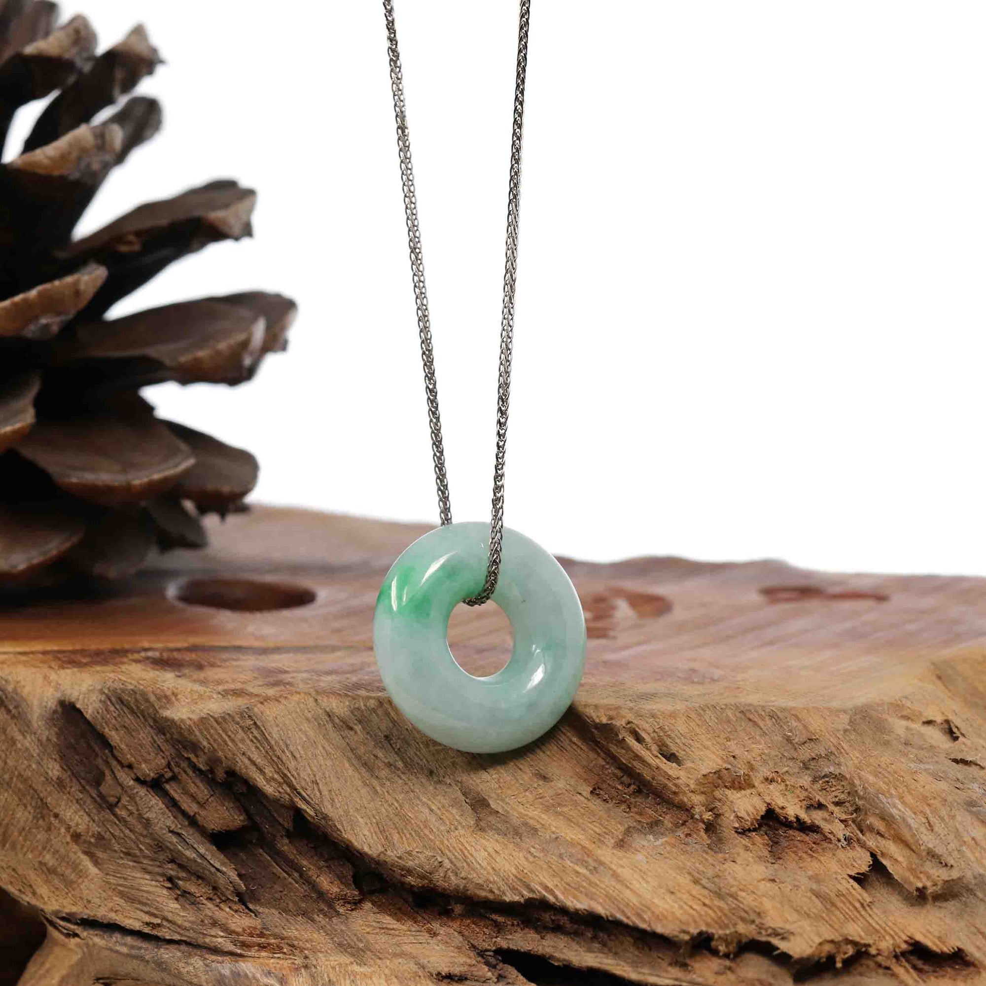 Baikalla Jewelry Jade Pendant Necklace Baikalla "Good Luck Button" Necklace Green Jadeite Jade Pendant For Men