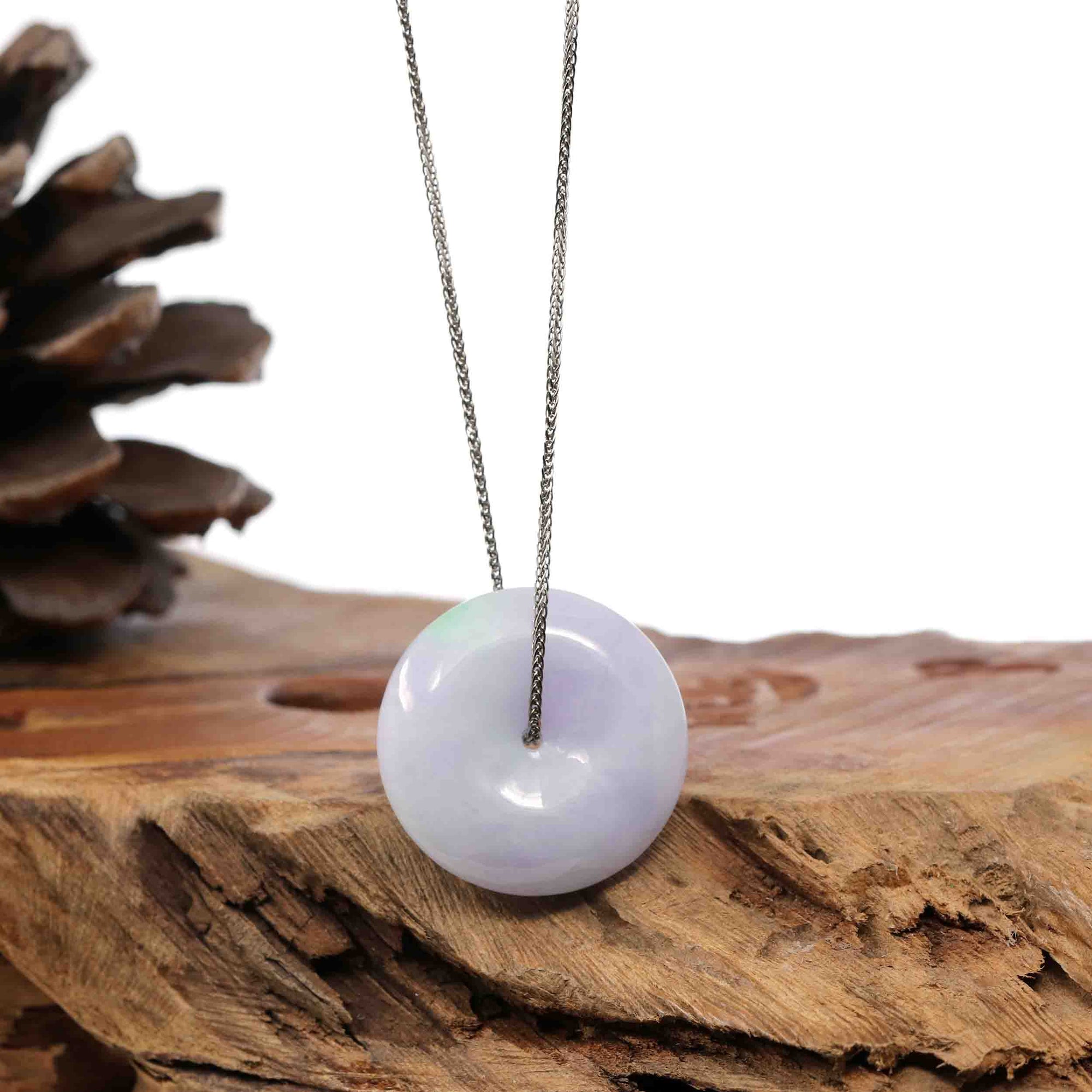 Baikalla Jewelry Jade Pendant Necklace Pendant Only Baikalla "Good Luck Button" Necklace Green and Lavender Jadeite Jade Lucky Ping An Kou Necklace