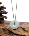 Baikalla Jewelry Jade Pendant Necklace Baikalla "Good Luck Button" Necklace Green and White Jadeite Jade Lucky Ping An Kou Necklace