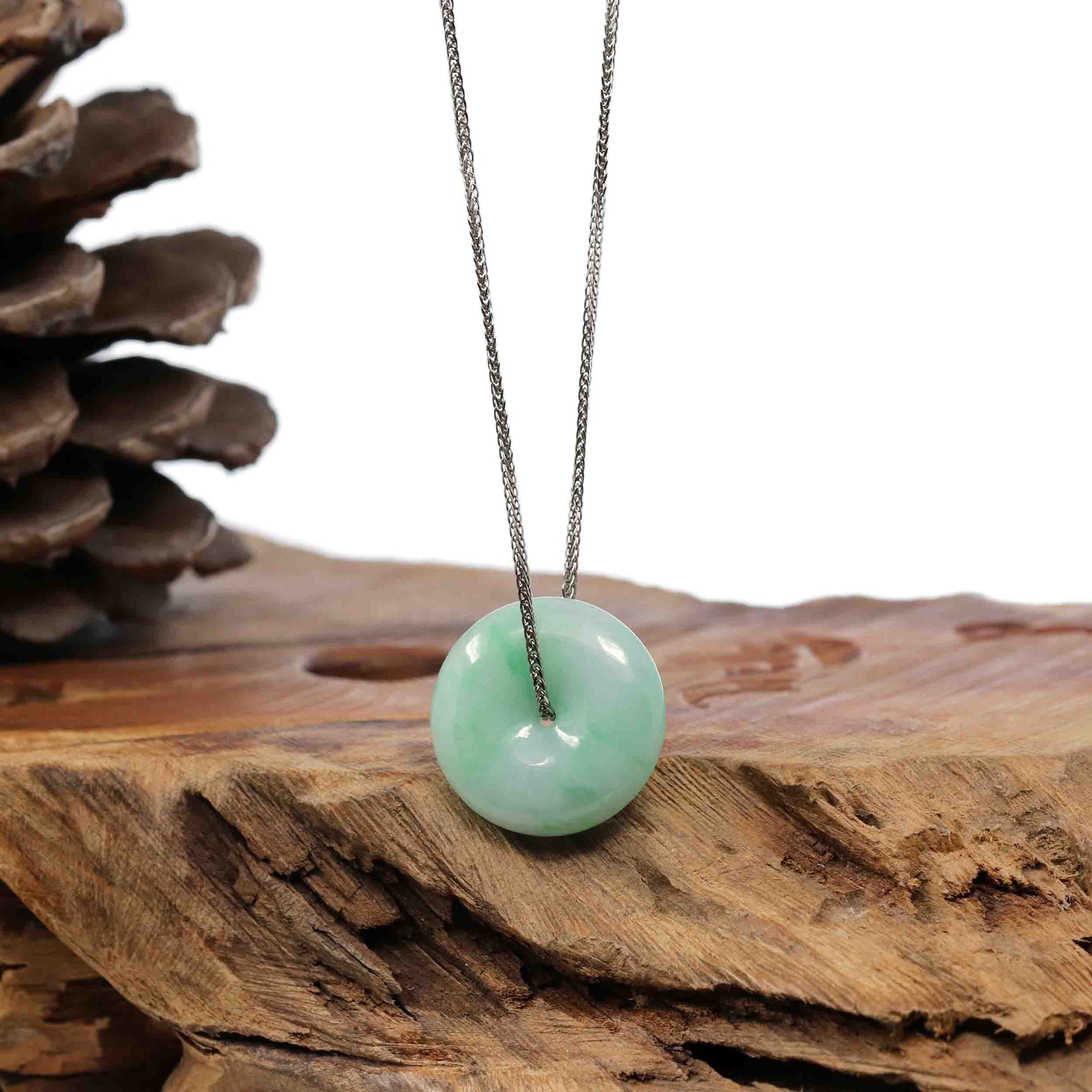 Baikalla Jewelry Jade Pendant Necklace Pendant Only Baikalla &quot;Good Luck Button&quot; Necklace White Green Jadeite Jade Lucky Ping An Kou Pendant