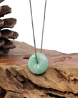 Baikalla Jewelry Jade Pendant Necklace Baikalla "Good Luck Button" Necklace White Green Jadeite Jade Lucky Ping An Kou Pendant