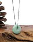 Baikalla Jewelry Jade Pendant Necklace Baikalla "Good Luck Button" Necklace White Green Jadeite Jade Lucky Ping An Kou Pendant