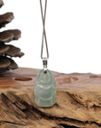 Baikalla Jewelry Jade Buddha Pendant Sterling Silver "Laughing Buddha" Genuine Green Jadeite Buddha Pendant Necklace