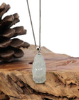 Baikalla Jewelry Jade Buddha Pendant Sterling Silver "Laughing Buddha" Genuine Green Jadeite Buddha Pendant Necklace