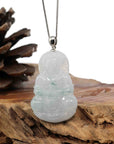 Baikalla Jewelry Jade Guanyin Pendant Necklace Copy of "Goddess of Compassion" 14k Yellow Gold Genuine Burmese Jadeite Jade Guanyin Necklace With Good Luck Design